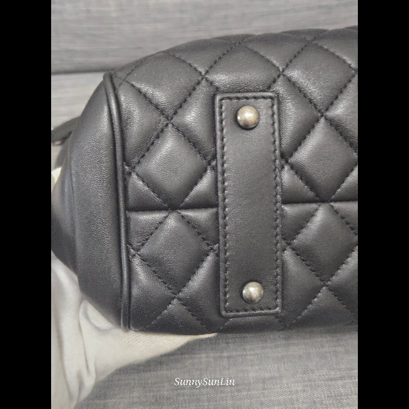 Chanel 香奈兒 黑色 復古銀 牛皮 肩背包 購物包 托特包-25