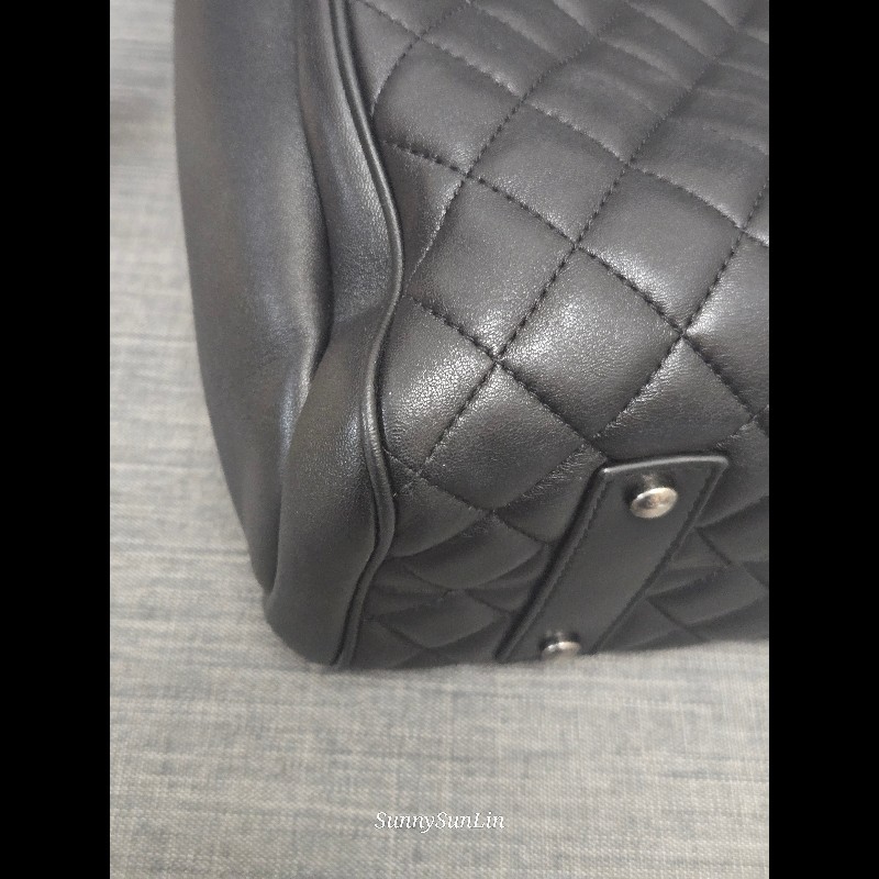 Chanel 香奈兒 黑色 復古銀 牛皮 肩背包 購物包 托特包-28