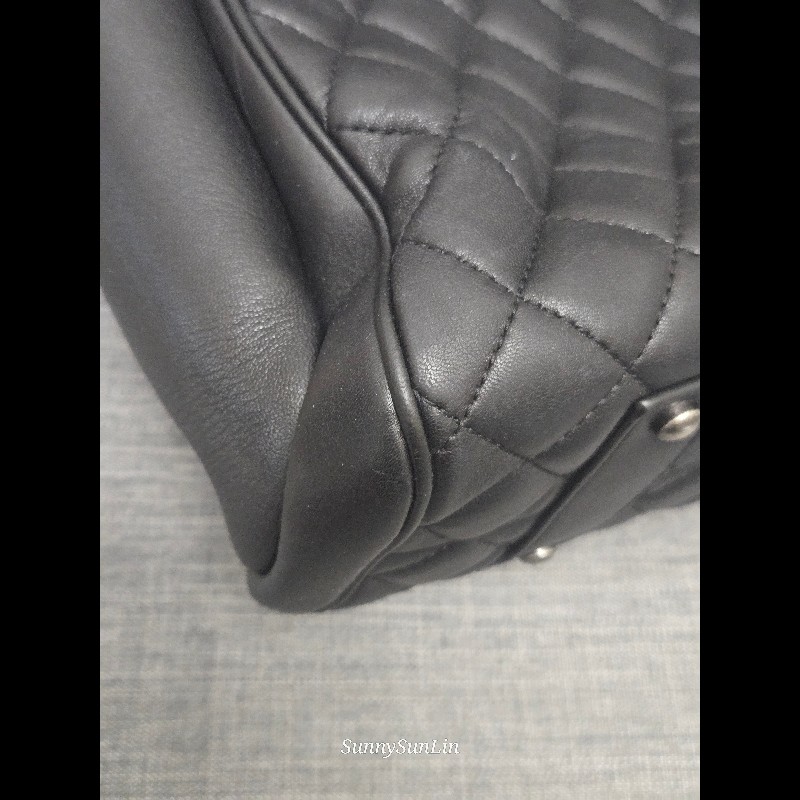 Chanel 香奈兒 黑色 復古銀 牛皮 肩背包 購物包 托特包-29