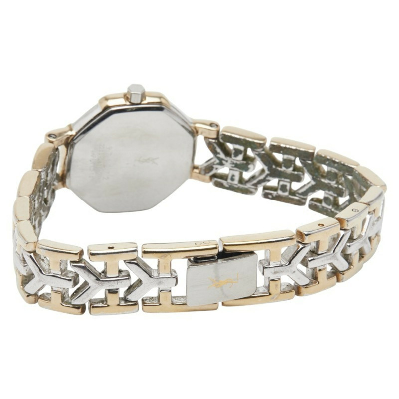 聖羅蘭女士石英腕錶，米色錶盤，不鏽鋼鍍層-2