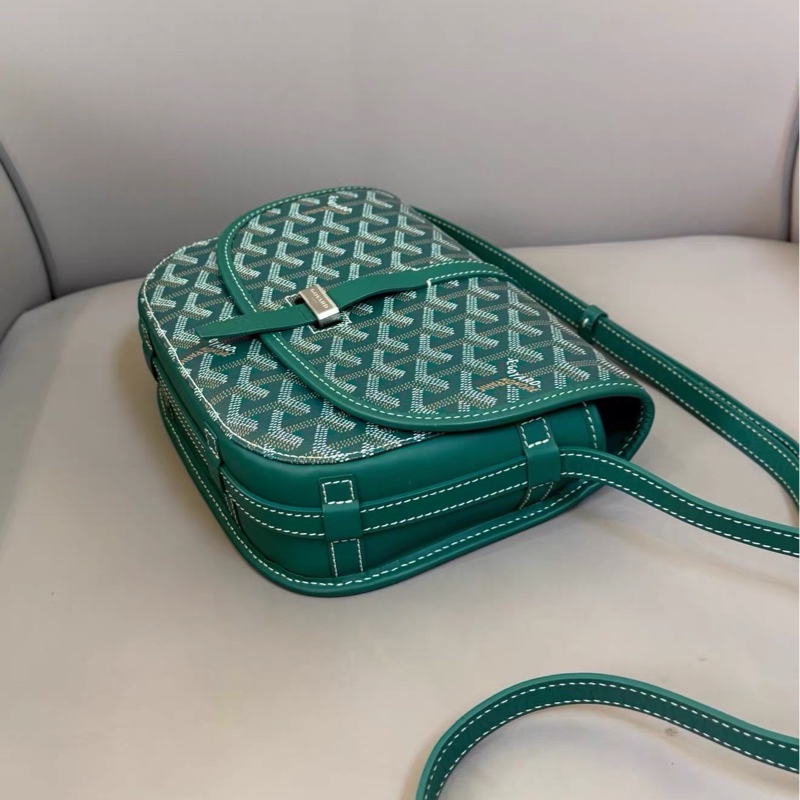 🈶購證99新🆕Goyard戈雅綠色老花BELVEDERE郵差包斜挎單肩包-11