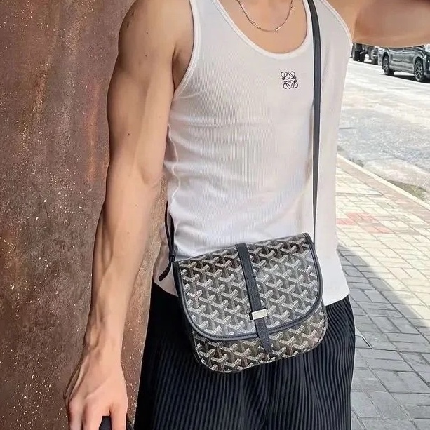 超稀有單品😍99新🆕Goyard戈雅黑色小號老花插扣郵差包單肩斜挎包-2