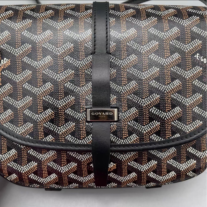 超稀有單品😍99新🆕Goyard戈雅黑色小號老花插扣郵差包單肩斜挎包-10