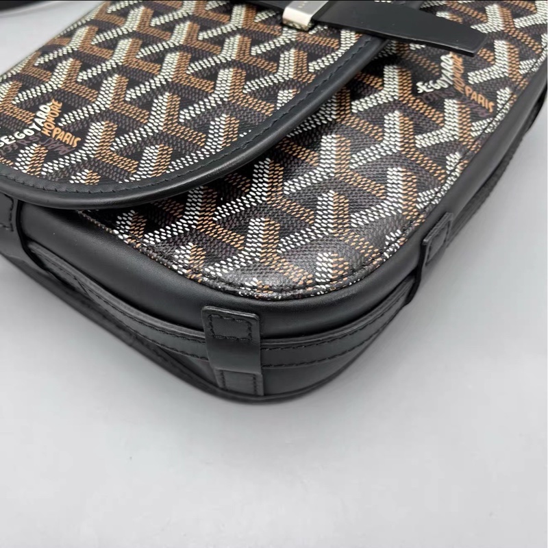 超稀有單品😍99新🆕Goyard戈雅黑色小號老花插扣郵差包單肩斜挎包-11