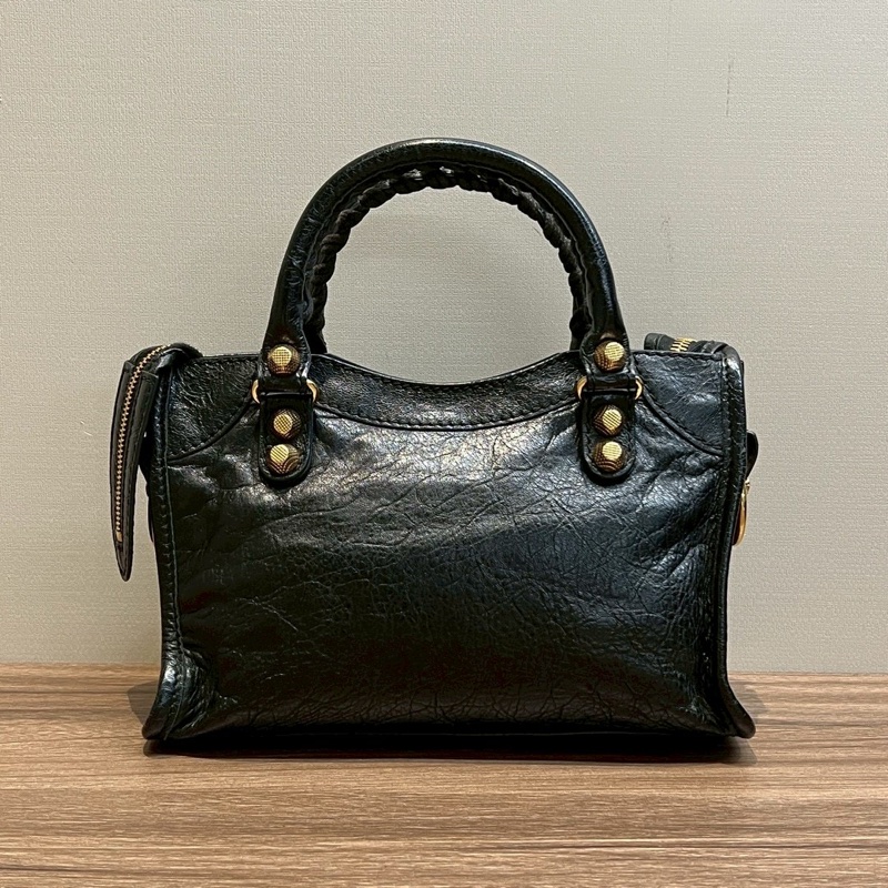 冬日必備❄️原價7w+😍Balenciaga巴黎世家黑金classic mini city機車包單肩斜挎包-5