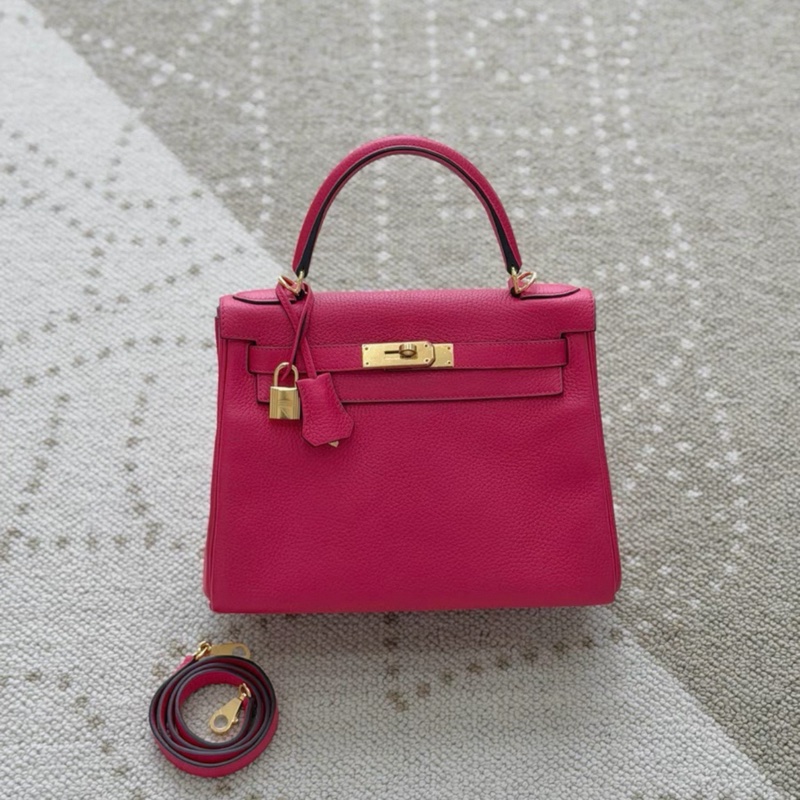 愛馬仕 kelly28墨西哥粉金扣togo皮 Y刻全新 閒置 附件塵袋-8