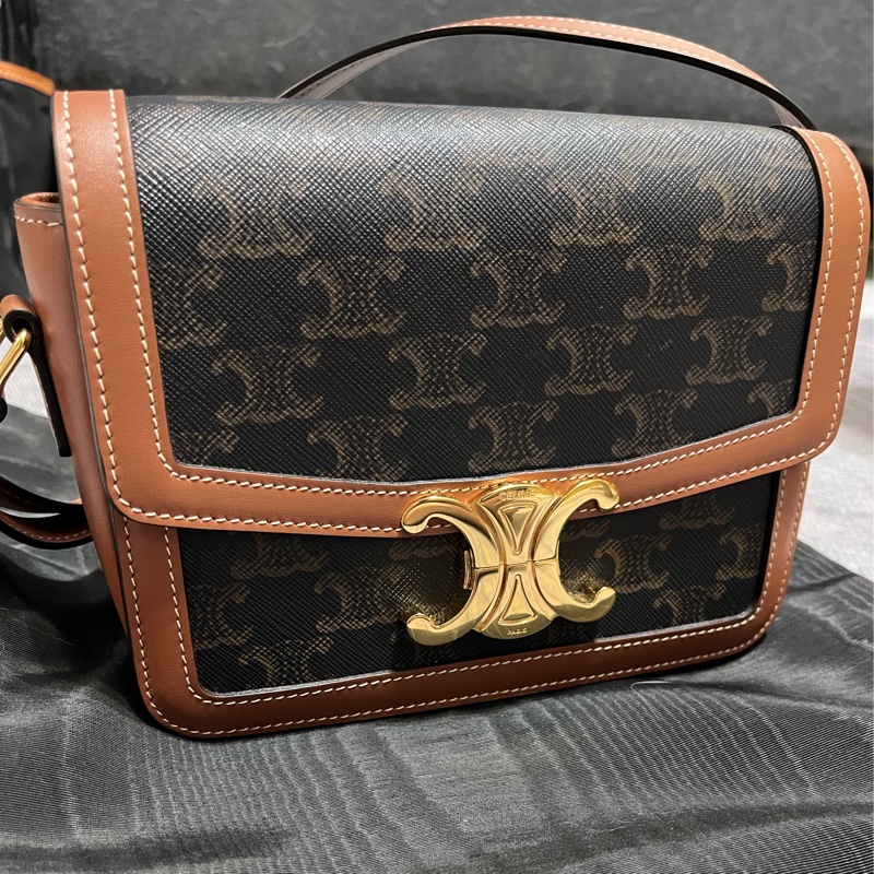 CELINE TEEN TRIOMPHE 棕色老花包-7