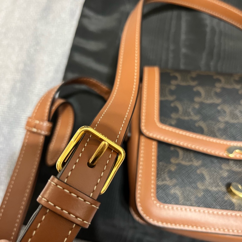 CELINE TEEN TRIOMPHE 棕色老花包-12