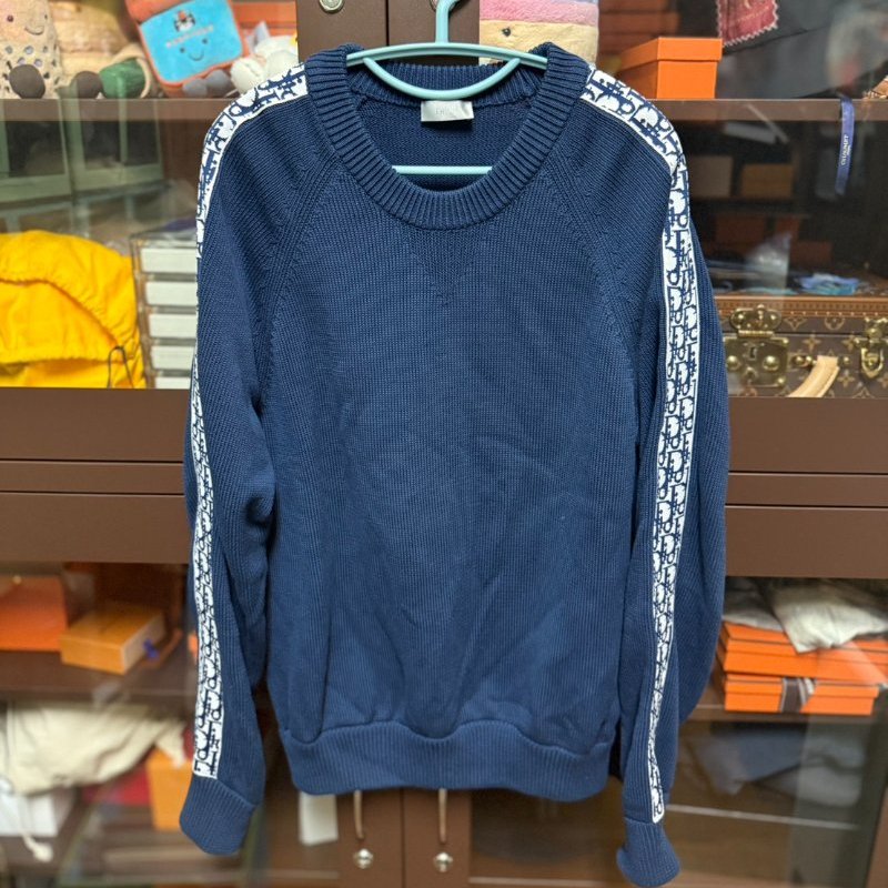 Dior Men 針織 長袖 毛衣 上衣 藍色 老花 logo-0