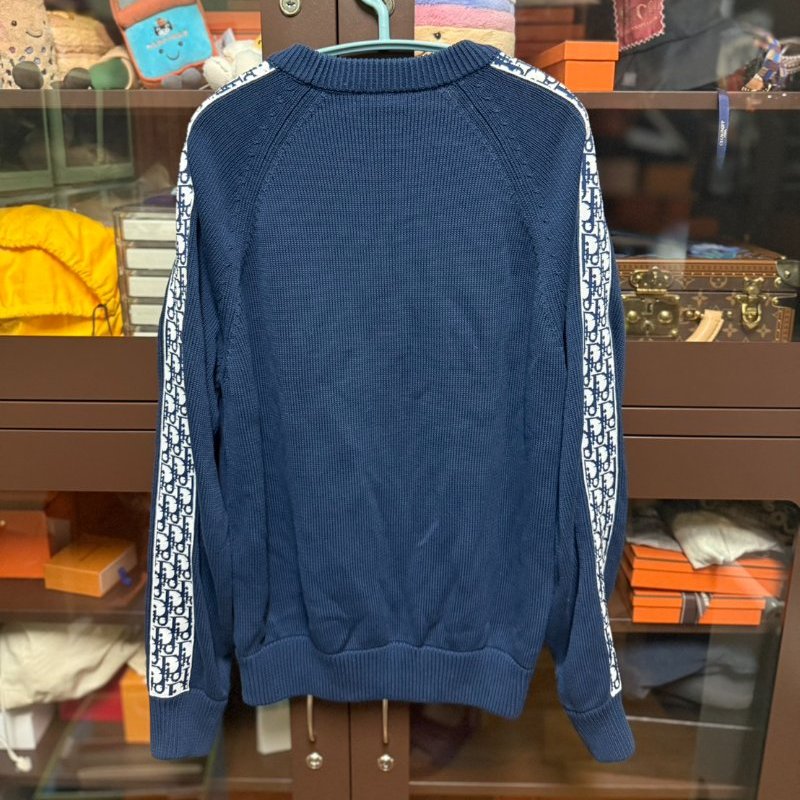 Dior Men 針織 長袖 毛衣 上衣 藍色 老花 logo-1