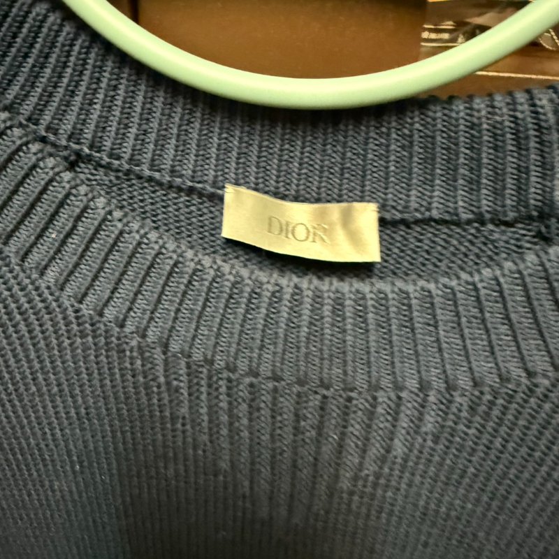 Dior Men 針織 長袖 毛衣 上衣 藍色 老花 logo-2
