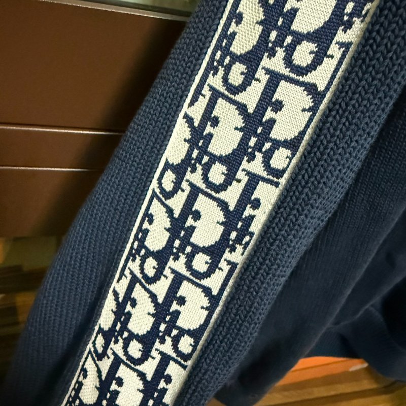 Dior Men 針織 長袖 毛衣 上衣 藍色 老花 logo-3