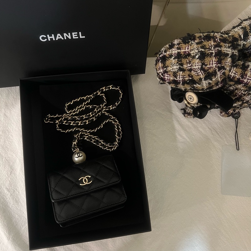 ෆ Chanel珍珠鏈條小廢包♡零錢包-5