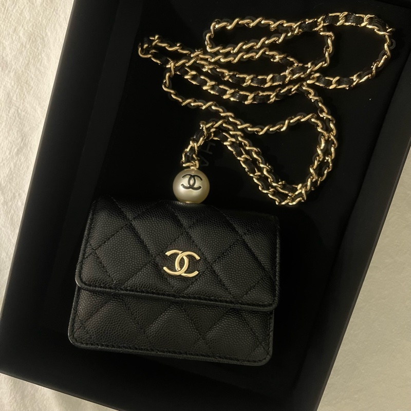 ෆ Chanel珍珠鏈條小廢包♡零錢包-6