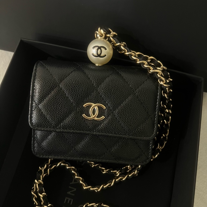 ෆ Chanel珍珠鏈條小廢包♡零錢包-7