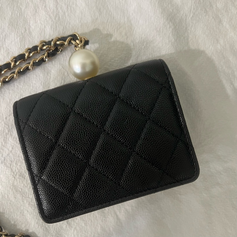 ෆ Chanel珍珠鏈條小廢包♡零錢包-9