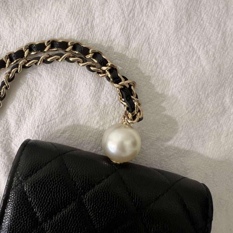 ෆ Chanel珍珠鏈條小廢包♡零錢包-11