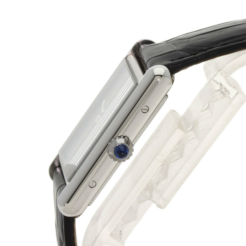 卡地亞 WSTA0072 Must Tank LM 男士腕錶，精鋼鱷魚皮錶帶-4