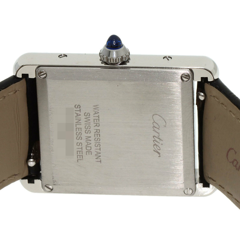 卡地亞 WSTA0072 Must Tank LM 男士腕錶，精鋼鱷魚皮錶帶-6