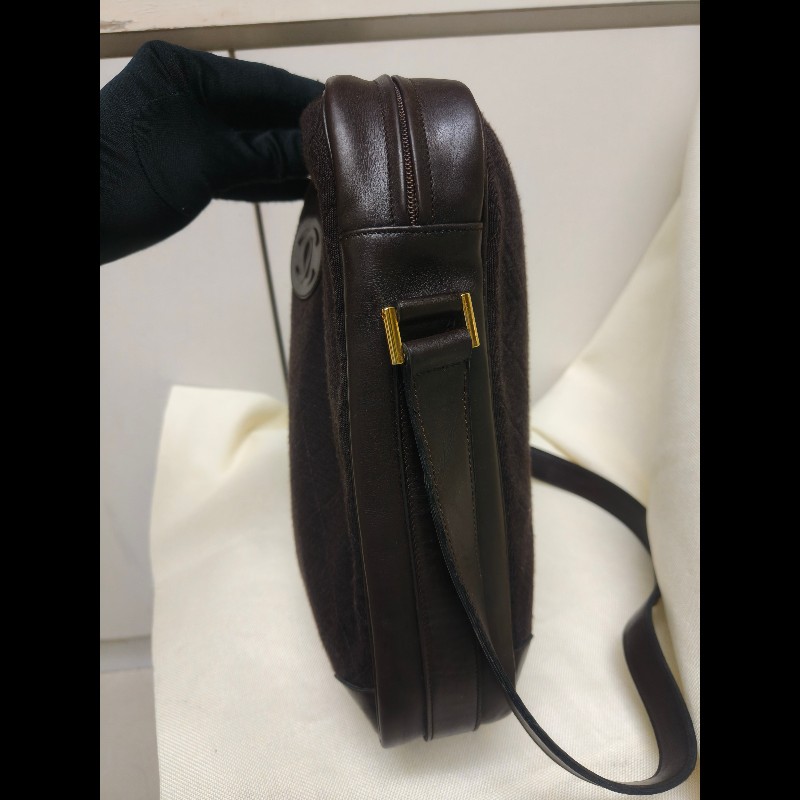 ㊣✨CHANEL✨香奈兒 小香 老香 咖啡色 拼接 異材質  Vintage 相機包 腋下包/二手包/二手精品🌳二手樹屋🌳-2