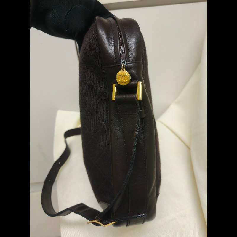 ㊣✨CHANEL✨香奈兒 小香 老香 咖啡色 拼接 異材質  Vintage 相機包 腋下包/二手包/二手精品🌳二手樹屋🌳-3
