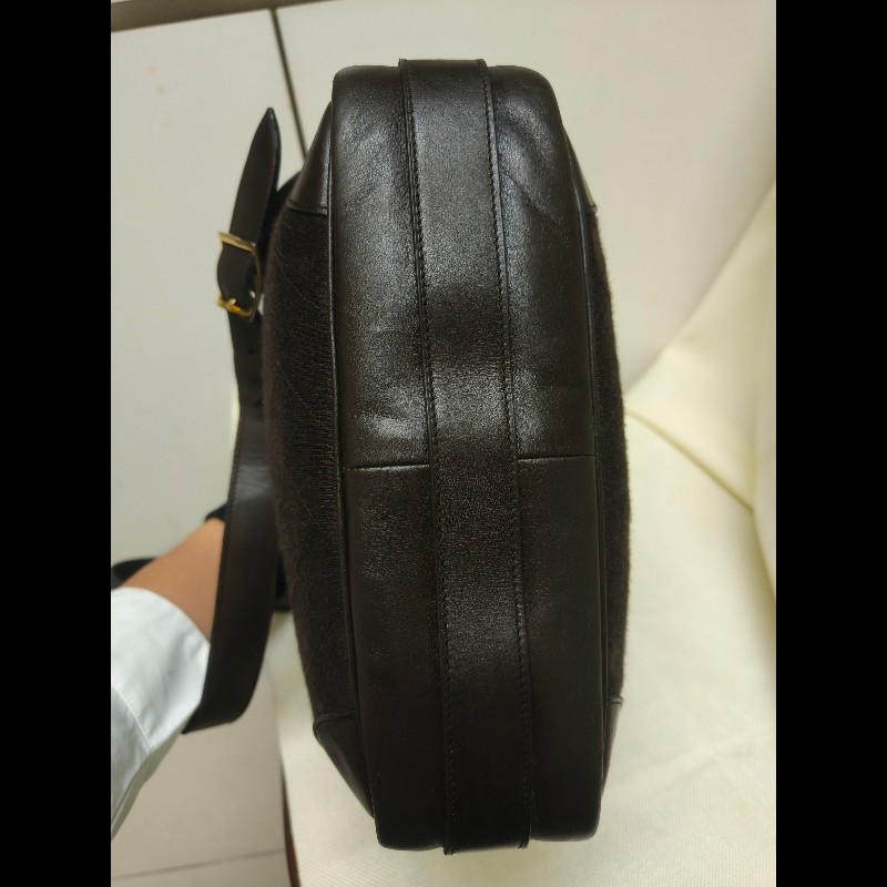 ㊣✨CHANEL✨香奈兒 小香 老香 咖啡色 拼接 異材質  Vintage 相機包 腋下包/二手包/二手精品🌳二手樹屋🌳-5