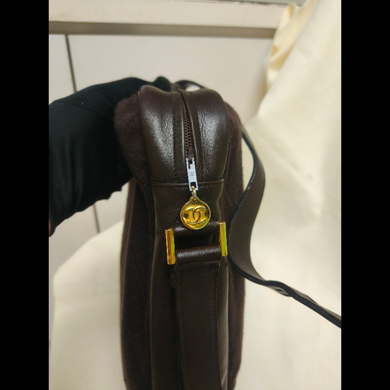 ㊣✨CHANEL✨香奈兒 小香 老香 咖啡色 拼接 異材質  Vintage 相機包 腋下包/二手包/二手精品🌳二手樹屋🌳-16