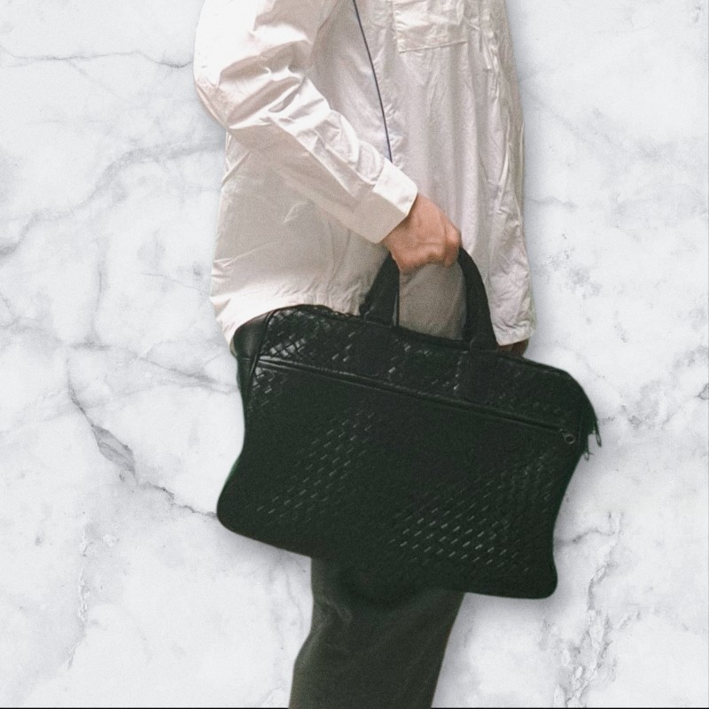 ㊣✨Bottega Veneta ✨寶緹嘉 BV 黑色 羊皮 編織 通勤 手提包 公事包 文件包 筆電包 保齡球包/二手包/二手精品/保證正品🌳二手樹屋🌳-49