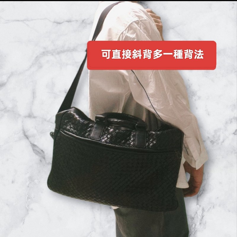 ㊣✨Bottega Veneta ✨寶緹嘉 BV 黑色 羊皮 編織 通勤 手提包 旅行袋 公事包 文件包 筆電包 保齡球包/二手包/二手精品/保證正品🌳二手樹屋🌳-52