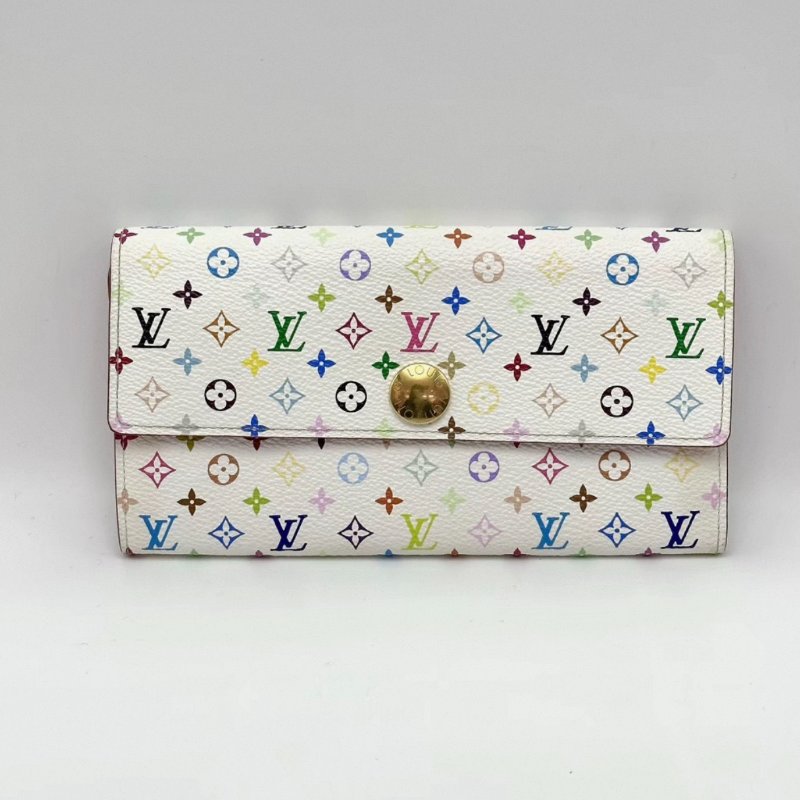 LV 白三彩長款手拿錢包19*10 98新配件塵袋-0