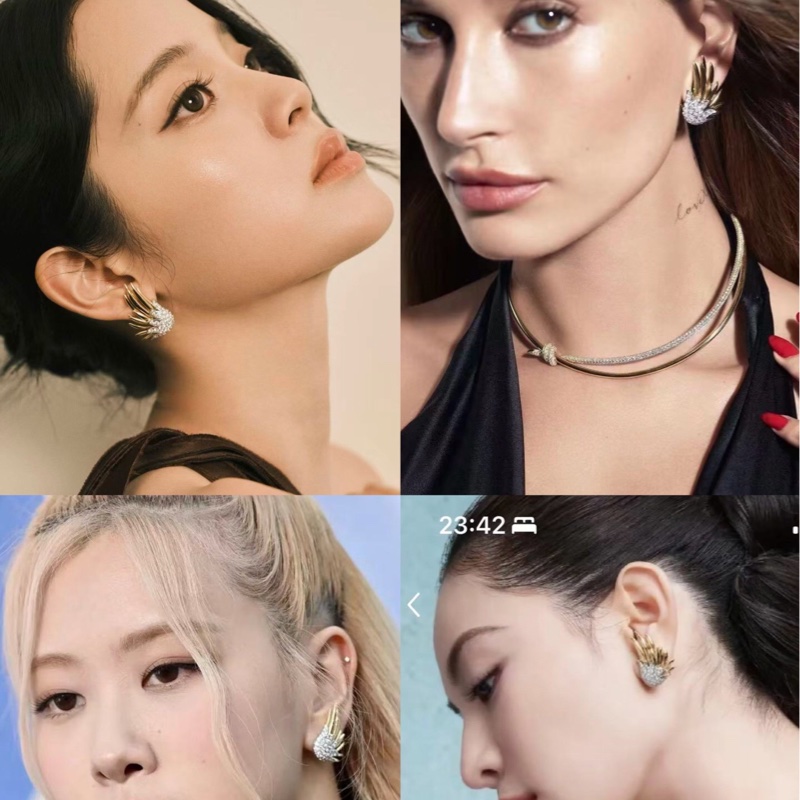 Tiffany蒂芙尼 高級珠寶史隆伯傑系列 黃金滿鑽火焰耳環，可鹽可甜，可酷可仙，太百搭了。超級有張力的作品，大師力作，最新版刻字，值得收藏-0