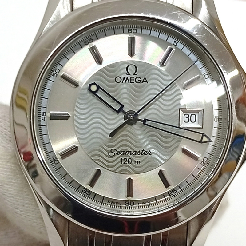 歐米茄海馬系列120公尺潛水錶 2511.31 銀色錶盤日期顯示不鏽鋼男士石英錶 JA-25161-8