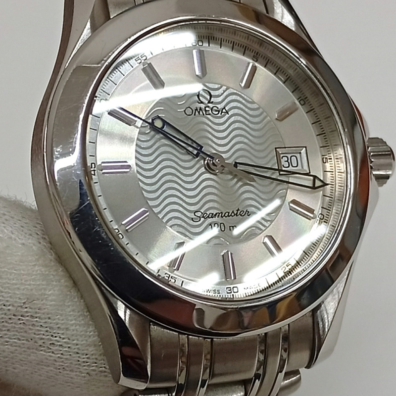 歐米茄海馬系列120公尺潛水錶 2511.31 銀色錶盤日期顯示不鏽鋼男士石英錶 JA-25161-9