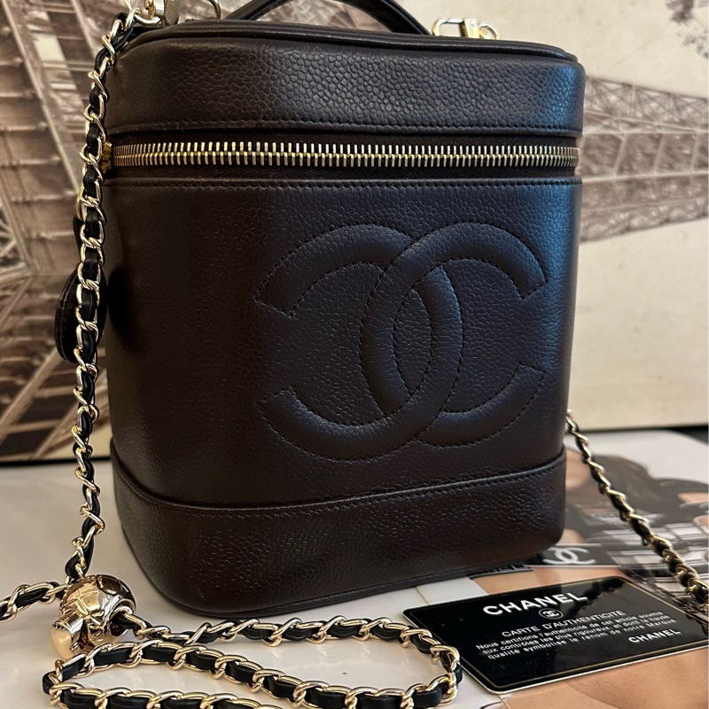 (MYMluxurybag) Chanel 有咭有貼 化妝袋 古董袋 荔枝皮袋 斜挎袋-3