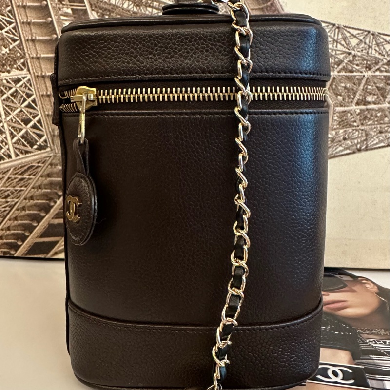 (MYMluxurybag) Chanel 有咭有貼 化妝袋 古董袋 荔枝皮袋 斜挎袋-7