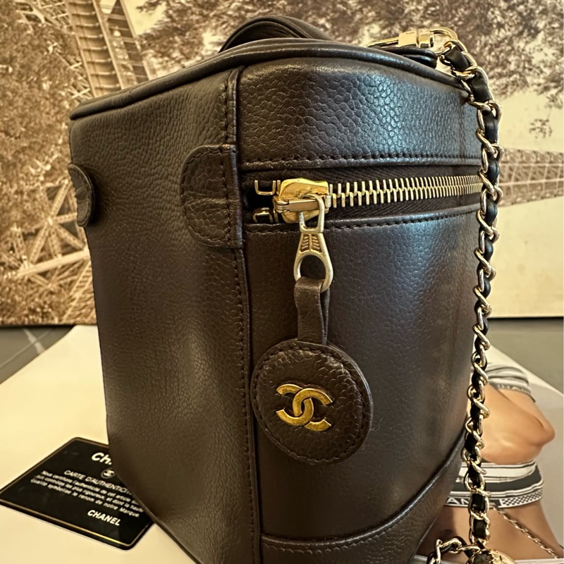 (MYMluxurybag) Chanel 有咭有貼 化妝袋 古董袋 荔枝皮袋 斜挎袋-19