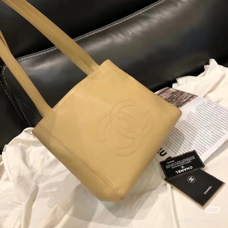 Chanel • 奶茶色荔枝牛皮 Tote 托特奶粉包-2