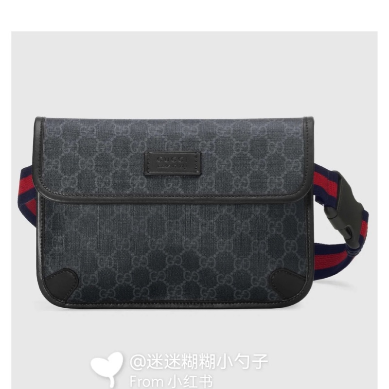 Gucci • 經典黑色老花腰包 胸包-3