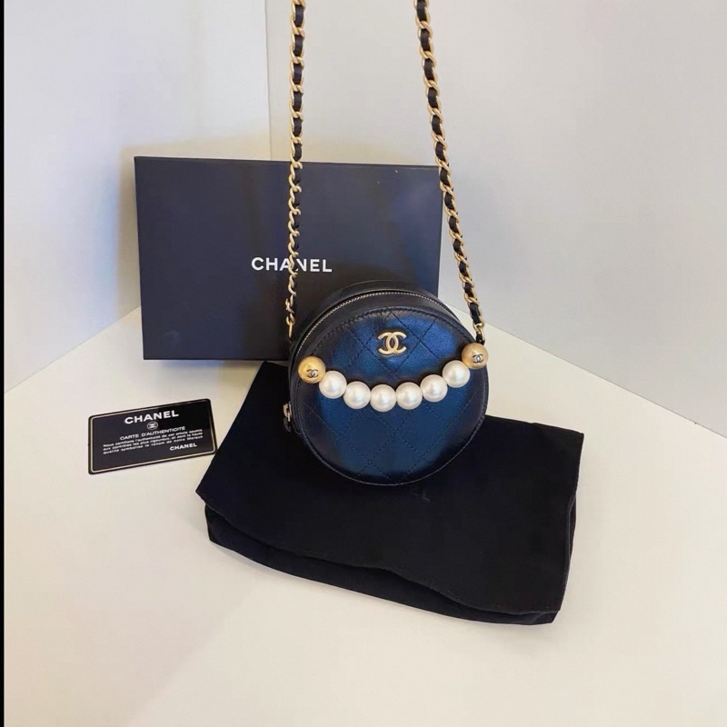 Chanel • 稀有黑金珍珠小圓餅鏈條包 大全配-9