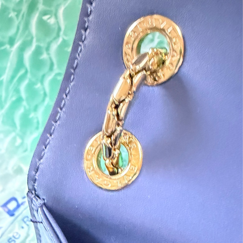 BVLGARI 寶格麗優雅經典銀鏈牛皮背包 27*19*6-9