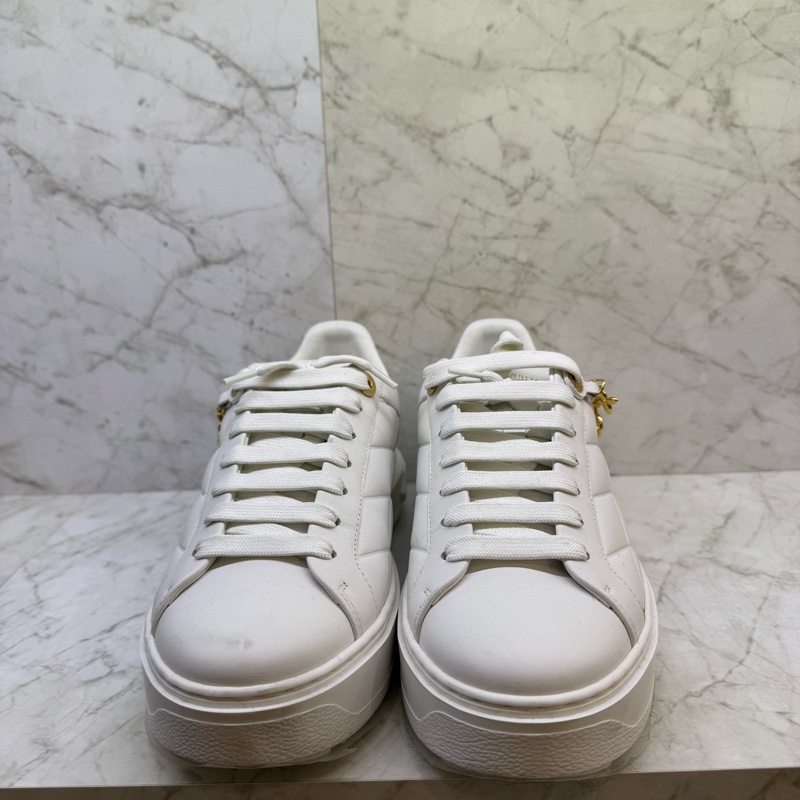 LV菱格紋金鍊小白鞋/38-1