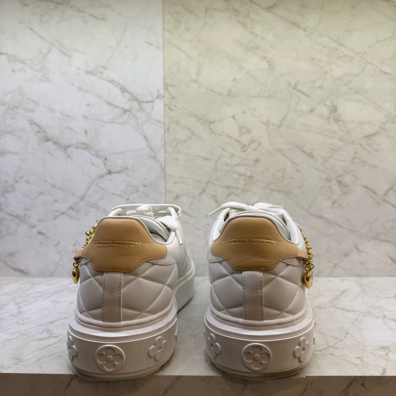 LV菱格紋金鍊小白鞋/38-2