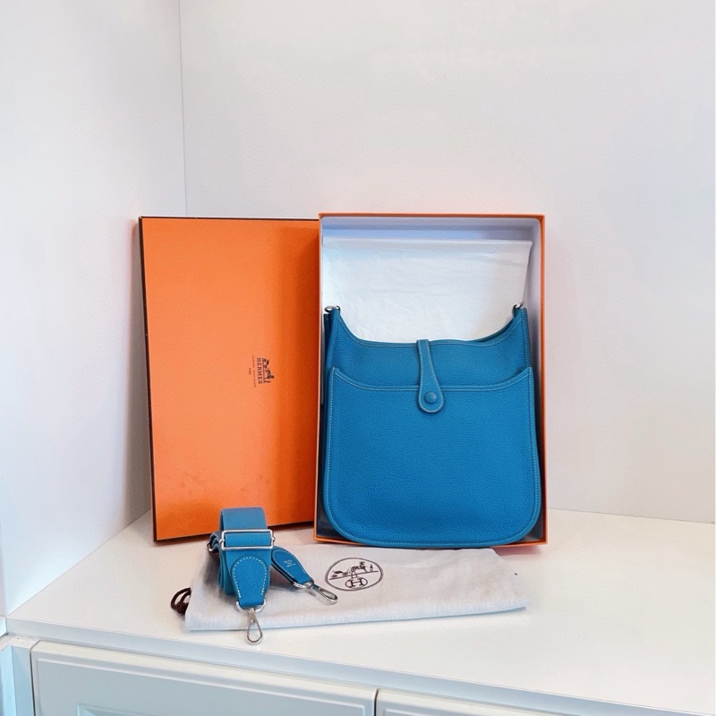 【98新🆕全套帶盒 】Hermes Evelyne 29 牛仔藍銀扣 斜挎包 單肩包-1