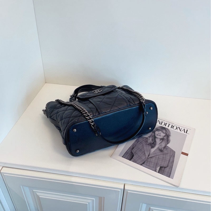 【98新🆕】Chanel 黑銀全皮雙口袋 2way tote 手提托特包 單肩 包-6