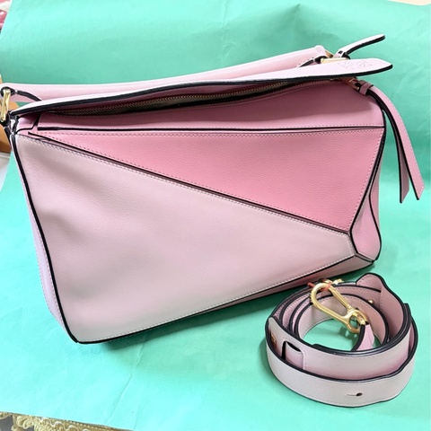 LOEWE 羅威 深淺粉色拼接手提/斜背包 28*13*17