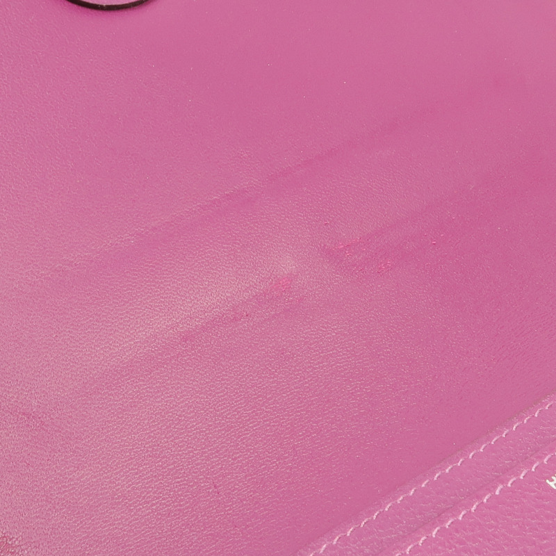 HERMES Evercolor皮革Dogon Wallet銀扣長錢包Anemone-15