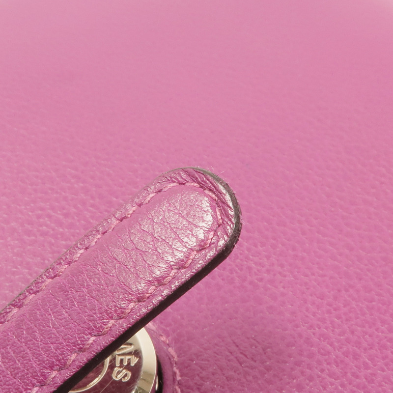 HERMES Evercolor皮革Dogon Wallet銀扣長錢包Anemone-16