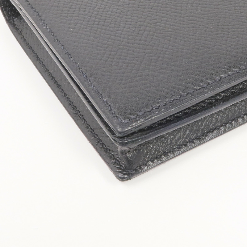 HERMES Epsom皮革Bearn Wallet銀扣長錢包Noir-7
