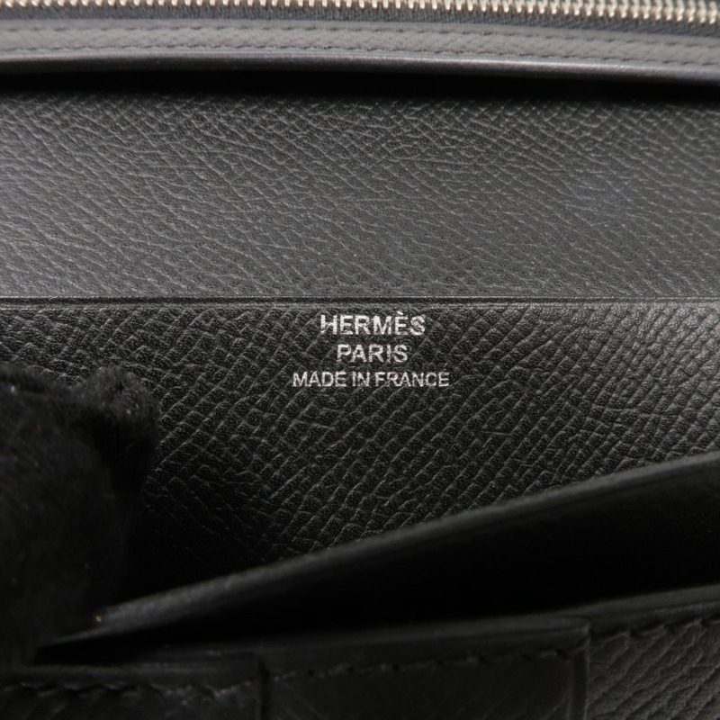 HERMES Epsom皮革Bearn Wallet銀扣長錢包Noir-12