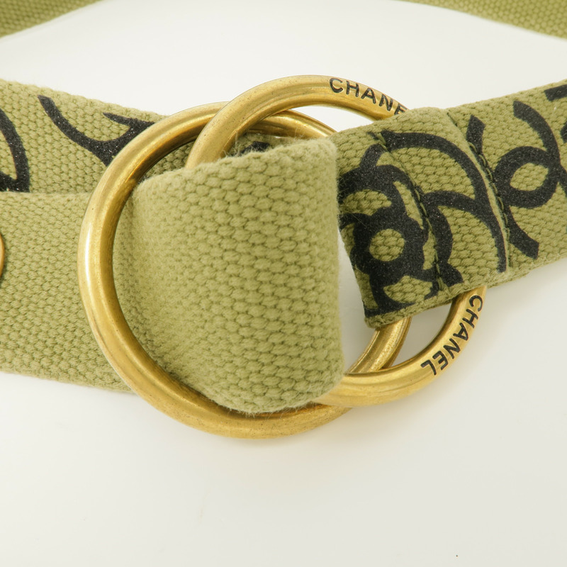 CHANEL 帆布Belt金扣皮帶-3